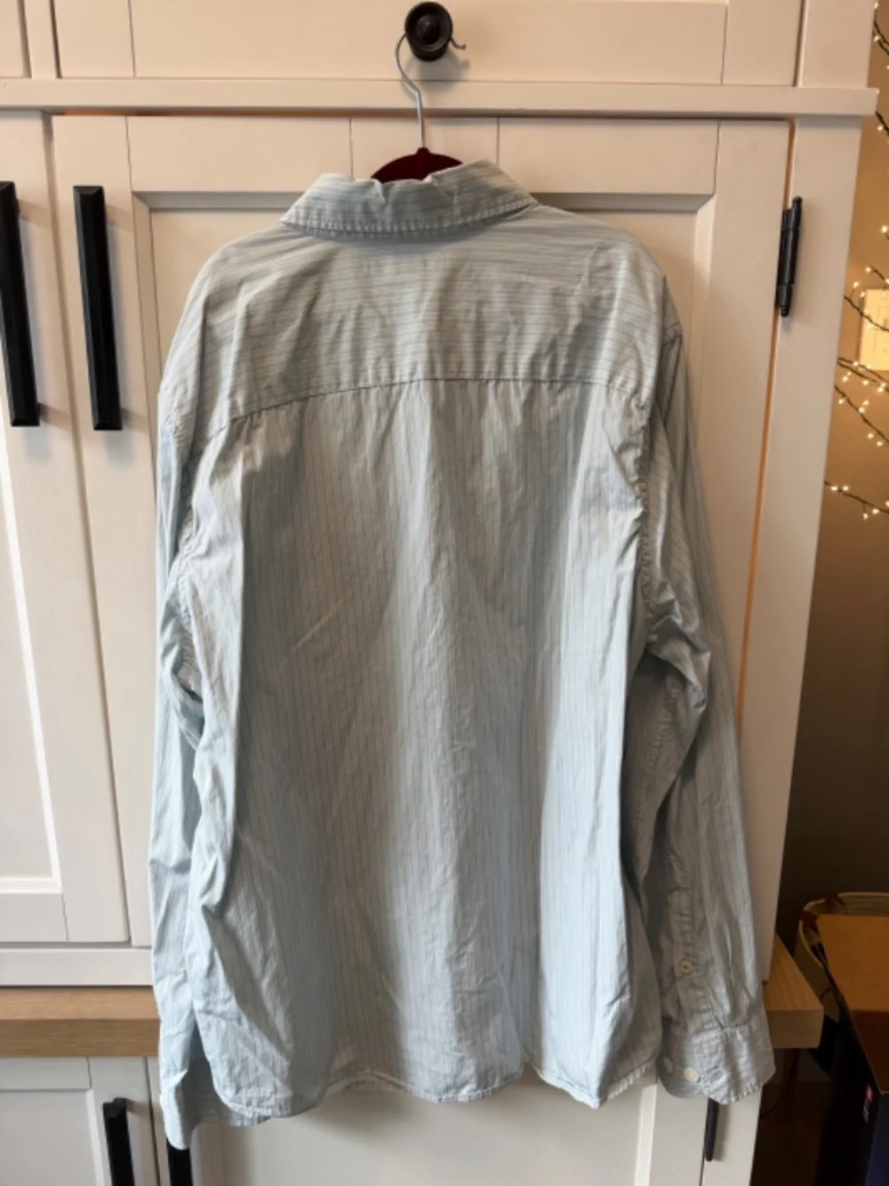 Banana Republic Standard Fit Stripe Button Down Shirt Sage Green White Men's L